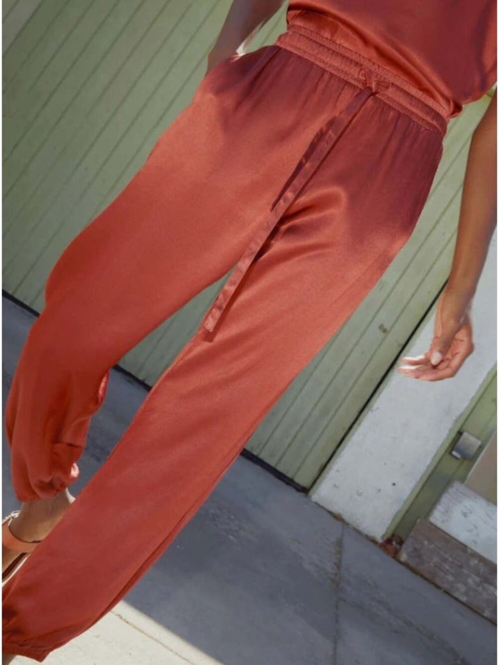 Nation Ltd Small Del Rey Sateen Pants in Rust Made in USA